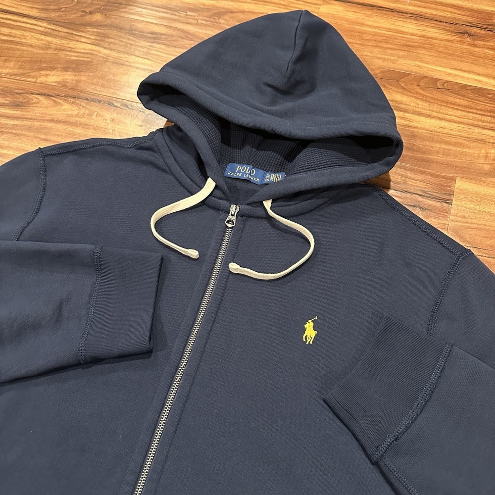 Polo Ralph Lauren Hoodie Mens XL Blue Full Zip Fleece Pony Logo Sweatshirt